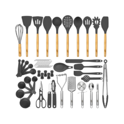 Kaluns 50 PCS Silicone Kitchen Utensils Set Complete Kitchen Set, Gray