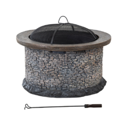 Sunjoy 31.89-in W Gray Clay Wood-Burning Fire Pit