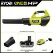 RYOBI PBLLB01K ONE+ HP 18V Brushless Whisper Series 130 MPH 510 CFM Cordless Battery Leaf Blower with 6.0 Ah Battery and Charger