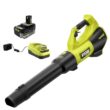RYOBI PBLLB01K ONE+ HP 18V Brushless Whisper Series 130 MPH 510 CFM Cordless Battery Leaf Blower with 6.0 Ah Battery and Charger