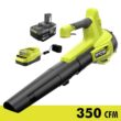 RYOBI PCLLB01K ONE+ 18V 100 MPH 350 CFM Cordless Battery Variable Speed Jet Fan Leaf Blower with 4.0 Ah Battery and Charger