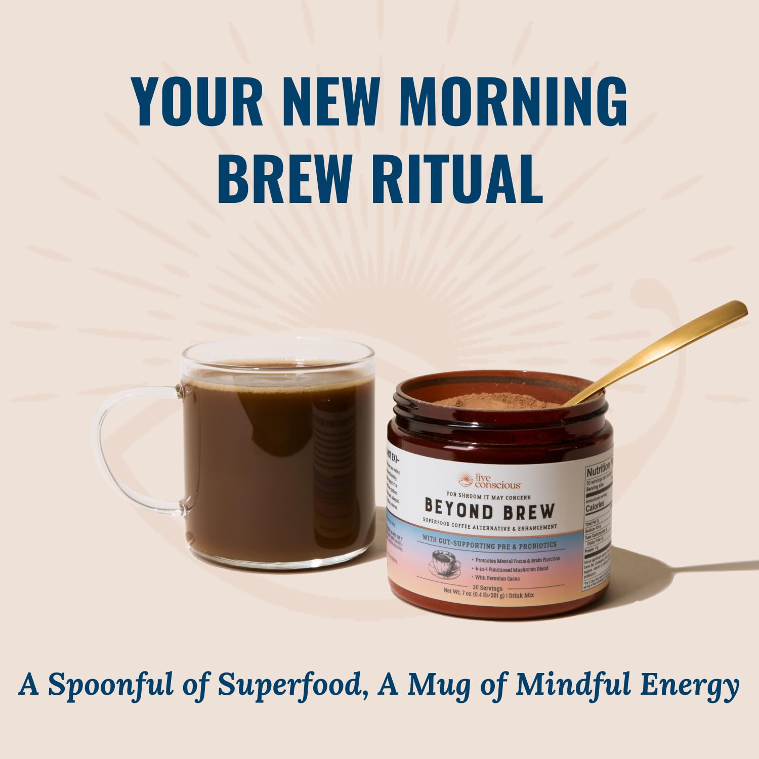 Live Conscious Beyond Brew - Coffee Alternative - Low Caffeine - Mushroom Complex w/Lion’s Mane, Reishi, Cordyceps & Chaga Live Conscious Beyond Brew - Coffee Alternative - Low Caffeine - Mushroom Complex w/Lion’s Mane, Reishi, Cordyceps & Chaga - Image 4