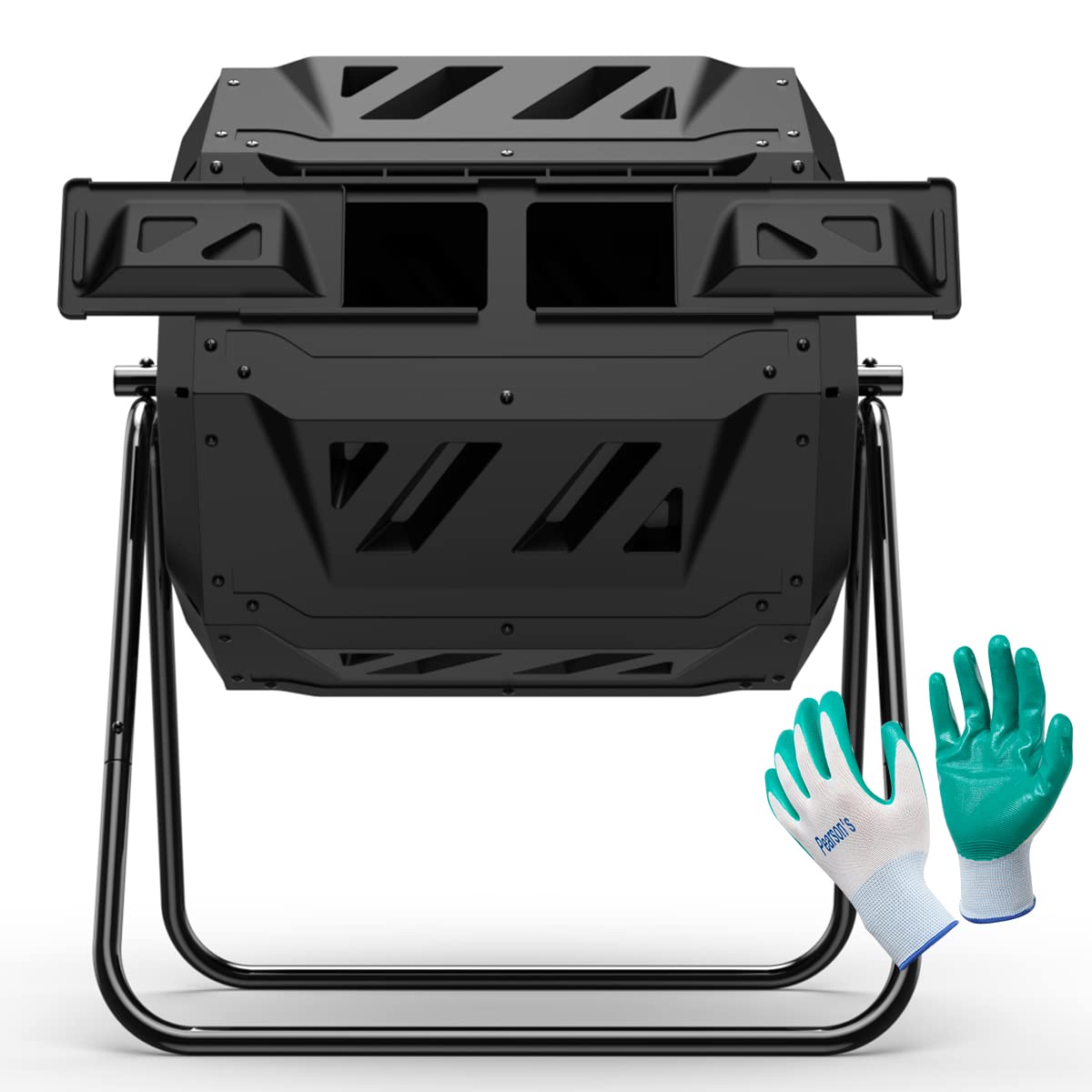 Compost Tumbler Bin Composter Dual Chamber 43 Gallon (Bundled with Pearson's Gardening Gloves) Compost Tumbler Bin Composter Dual Chamber 43 Gallon (Bundled with Pearson's Gardening Gloves)