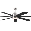 Harbor Breeze Cogdell 60-in Brushed Nickel - changing Integrated LED Indoor/Outdoor Downrod or Flush Mount Ceiling Fan (7-Blade)