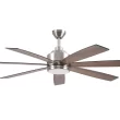 Harbor Breeze Cogdell 60-in Brushed Nickel - changing Integrated LED Indoor/Outdoor Downrod or Flush Mount Ceiling Fan (7-Blade)