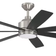 Harbor Breeze Cogdell 60-in Brushed Nickel - changing Integrated LED Indoor/Outdoor Downrod or Flush Mount Ceiling Fan (7-Blade)