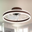 Oaks Decor Cotti 20-in Brown with Clear Blades Color-changing Integrated LED Indoor Flush Mount Smart Fandelier Ceiling Fan (7-Blade)