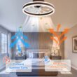 Oaks Decor Cotti 20-in Brown with Clear Blades Color-changing Integrated LED Indoor Flush Mount Smart Fandelier Ceiling Fan (7-Blade)