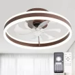 Oaks Decor Cotti 20-in Brown with Clear Blades Color-changing Integrated LED Indoor Flush Mount Smart Fandelier Ceiling Fan (7-Blade)