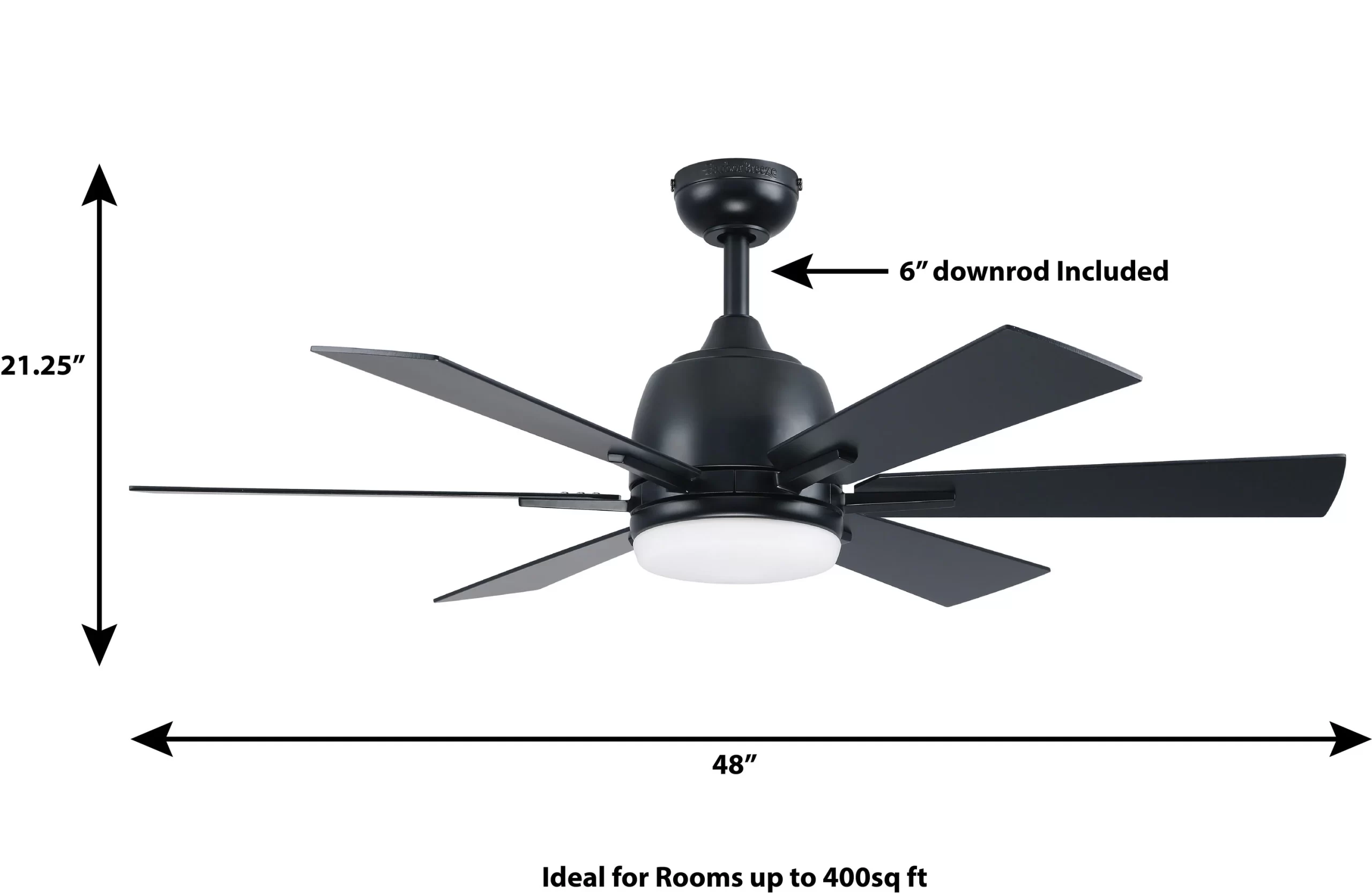 Harbor Breeze Bradbury 48-in Matte Black Ceiling Fan with Light and Remote (6-Blade) Harbor Breeze Bradbury 48-in Matte Black Ceiling Fan with Light and Remote (6-Blade) - Image 2