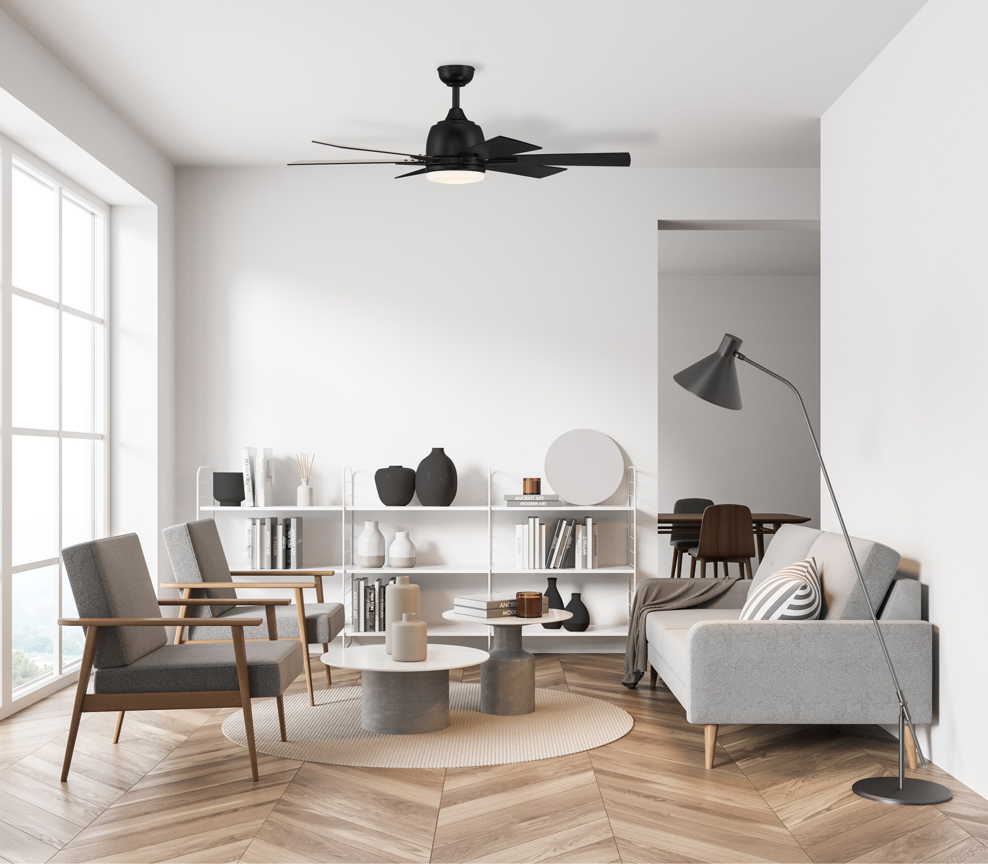 Harbor Breeze Bradbury 48-in Matte Black Ceiling Fan with Light and Remote (6-Blade) Harbor Breeze Bradbury 48-in Matte Black Ceiling Fan with Light and Remote (6-Blade) - Image 3