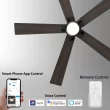 CARRO USA Aspen 56-in Black with Wooden/Walnut Blades Indoor/Outdoor Smart Ceiling Fan with Light and Remote (5-Blade)