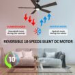 CARRO USA Aspen 56-in Black with Wooden/Walnut Blades Indoor/Outdoor Smart Ceiling Fan with Light and Remote (5-Blade)