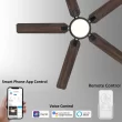 CARRO USA Essex 52-in Black with Wooden/Walnut Blades Indoor/Outdoor Smart Ceiling Fan with Light and Remote (5-Blade)