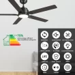 CARRO USA Essex 52-in Black with Wooden/Walnut Blades Indoor/Outdoor Smart Ceiling Fan with Light and Remote (5-Blade)