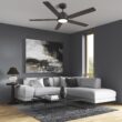 CARRO USA Essex 52-in Black with Wooden/Walnut Blades Indoor/Outdoor Smart Ceiling Fan with Light and Remote (5-Blade)