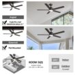 CARRO USA Essex 52-in Black with Wooden/Walnut Blades Indoor/Outdoor Smart Ceiling Fan with Light and Remote (5-Blade)
