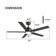CARRO USA Essex 52-in Black with Wooden/Walnut Blades Indoor/Outdoor Smart Ceiling Fan with Light and Remote (5-Blade)