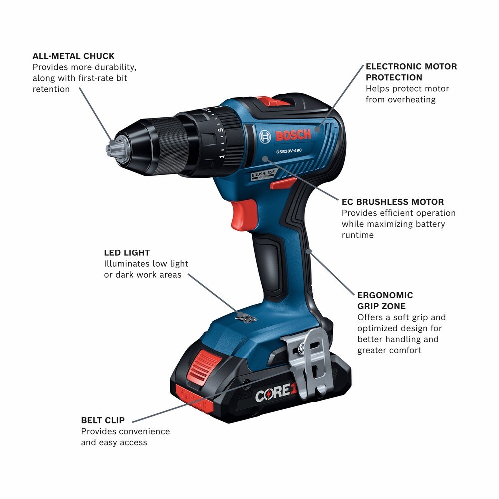 Bosch 18-volt 4-Tool Brushless Power Tool Combo Kit with Soft Case (2-Batteries Included and Charger Included) Bosch 18-volt 4-Tool Brushless Power Tool Combo Kit with Soft Case (2-Batteries Included and Charger Included) - Image 5