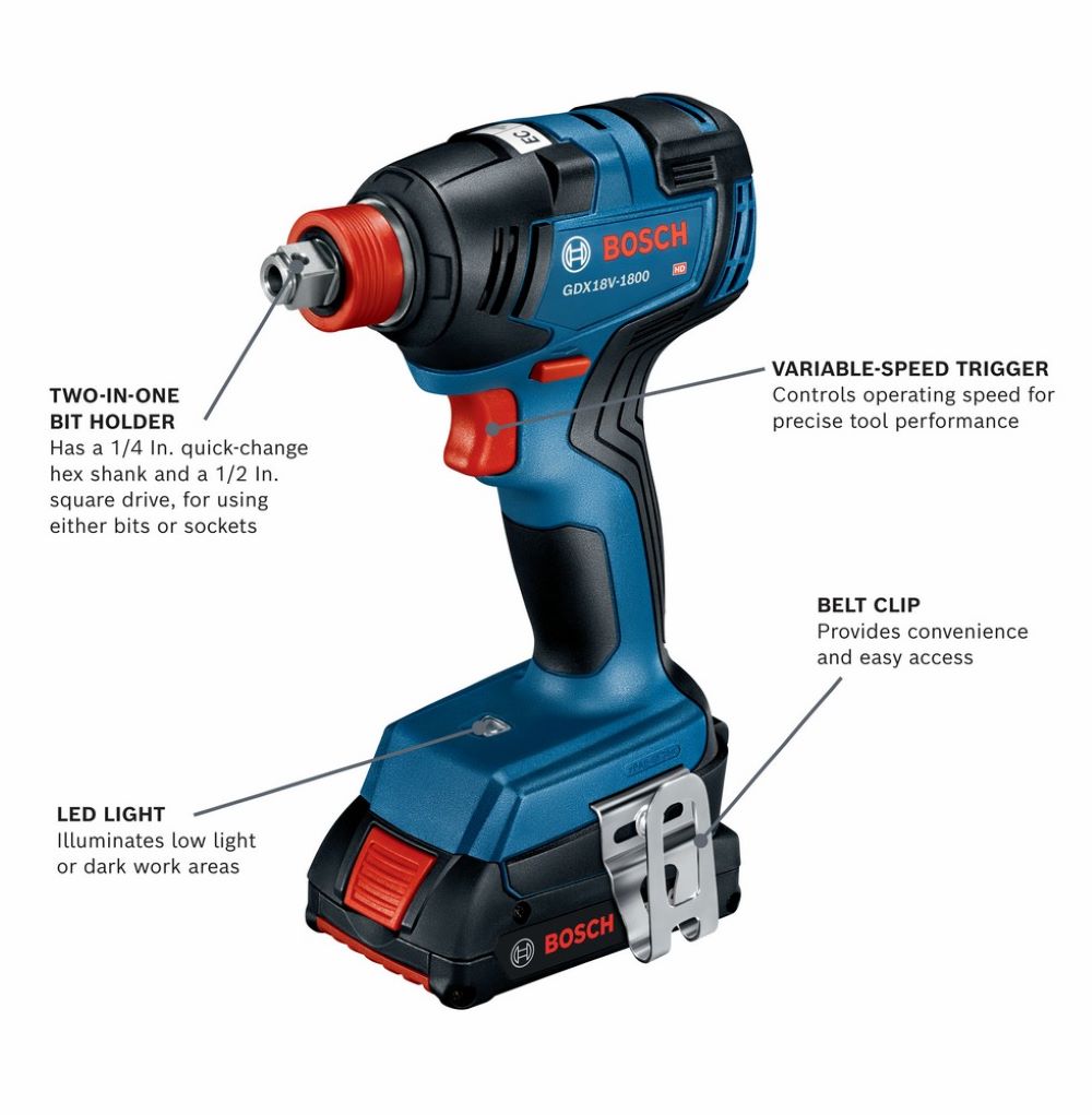 Bosch 18-volt 4-Tool Brushless Power Tool Combo Kit with Soft Case (2-Batteries Included and Charger Included) Bosch 18-volt 4-Tool Brushless Power Tool Combo Kit with Soft Case (2-Batteries Included and Charger Included) - Image 4