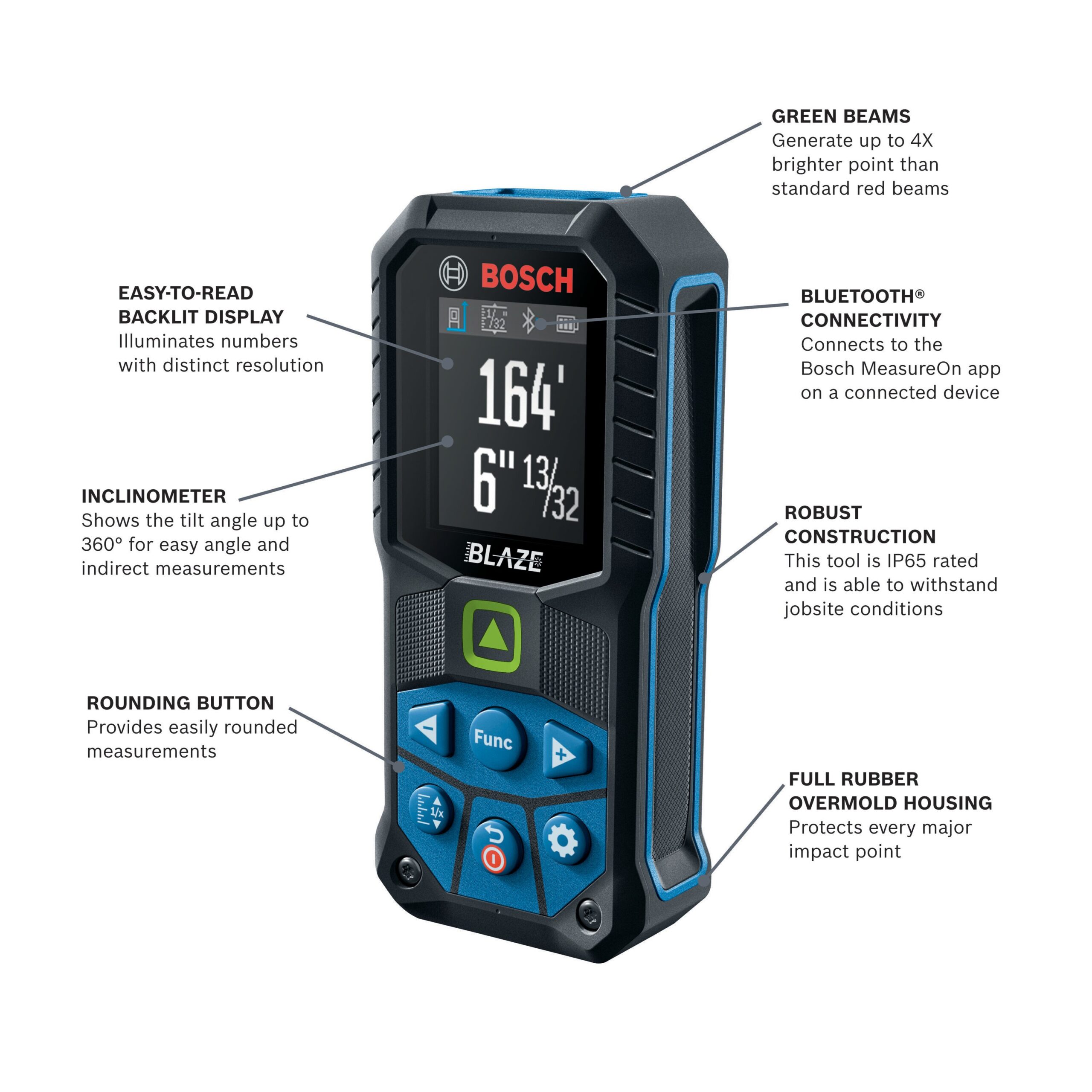 Bosch BLAZE 165-ft Indoor Green Laser Distance Measurer with Backlit Display and Bluetooth Compatibility Bosch BLAZE 165-ft Indoor Green Laser Distance Measurer with Backlit Display and Bluetooth Compatibility - Image 2