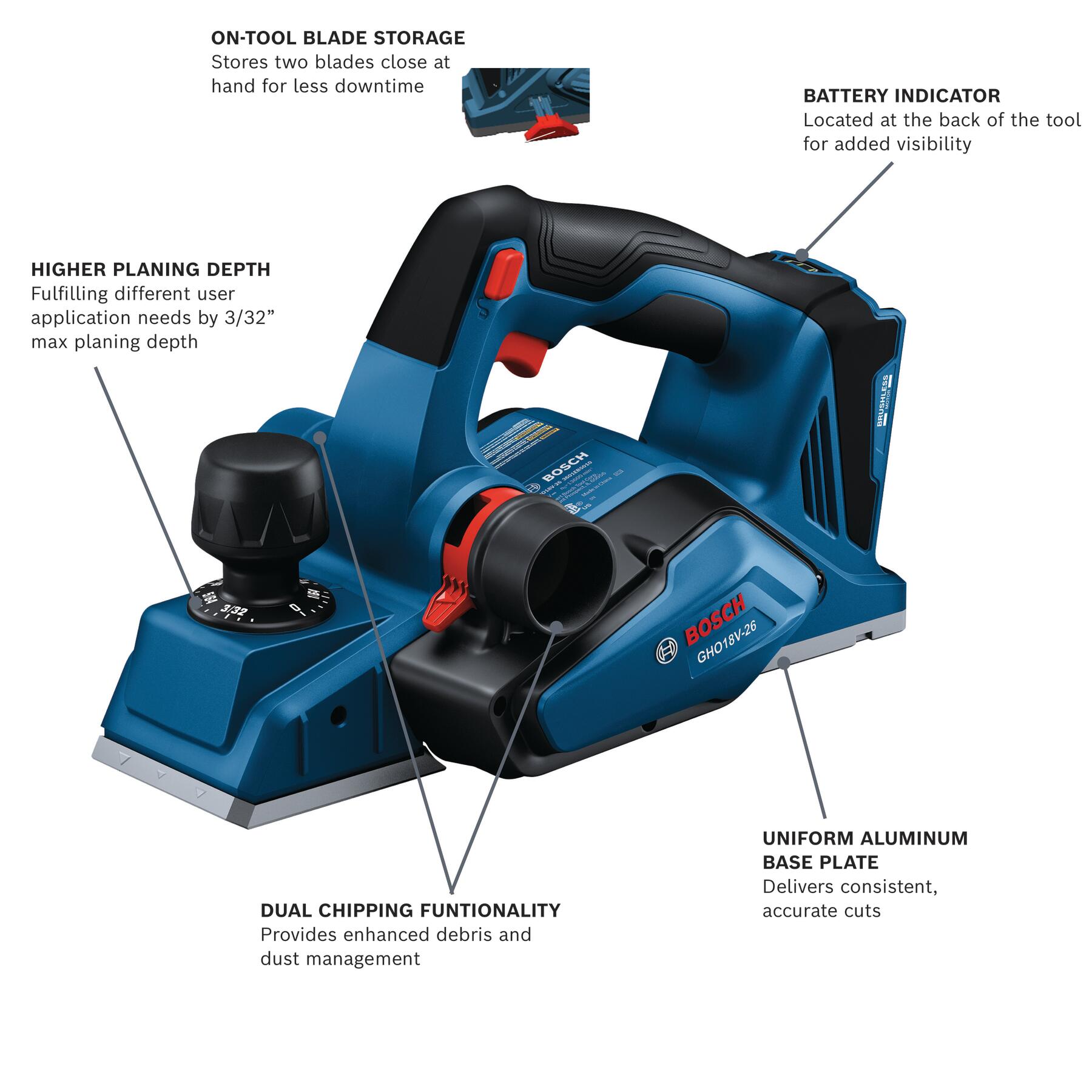 Bosch 3.25-in W 18-volt Handheld Planer Bosch 3.25-in W 18-volt Handheld Planer - Image 2