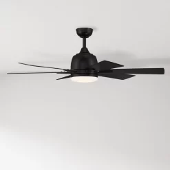 Harbor Breeze Bradbury 48-in Matte Black Ceiling Fan with Light and Remote (6-Blade)