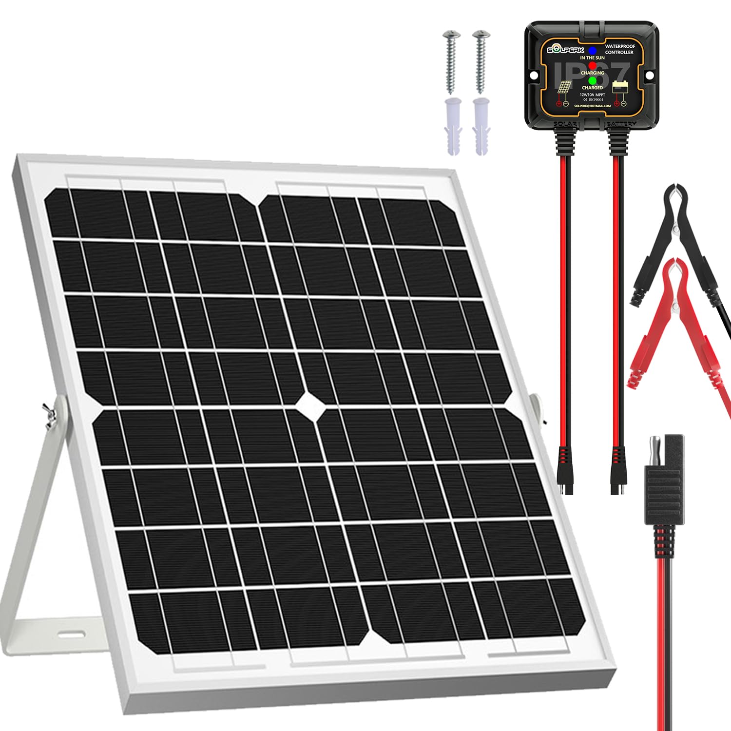SOLPERK Solar Panel Kit 20W 12V, Solar Battery Trickle Charger Maintainer, Upgrade Controller, Adjustable Mount Bracket SOLPERK Solar Panel Kit 20W 12V, Solar Battery Trickle Charger Maintainer, Upgrade Controller, Adjustable Mount Bracket