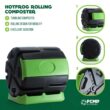 FCMP Outdoor HOTFROG Rolling 37-Gallon Single Chamber Batch Tumbling Composter, Black & Green