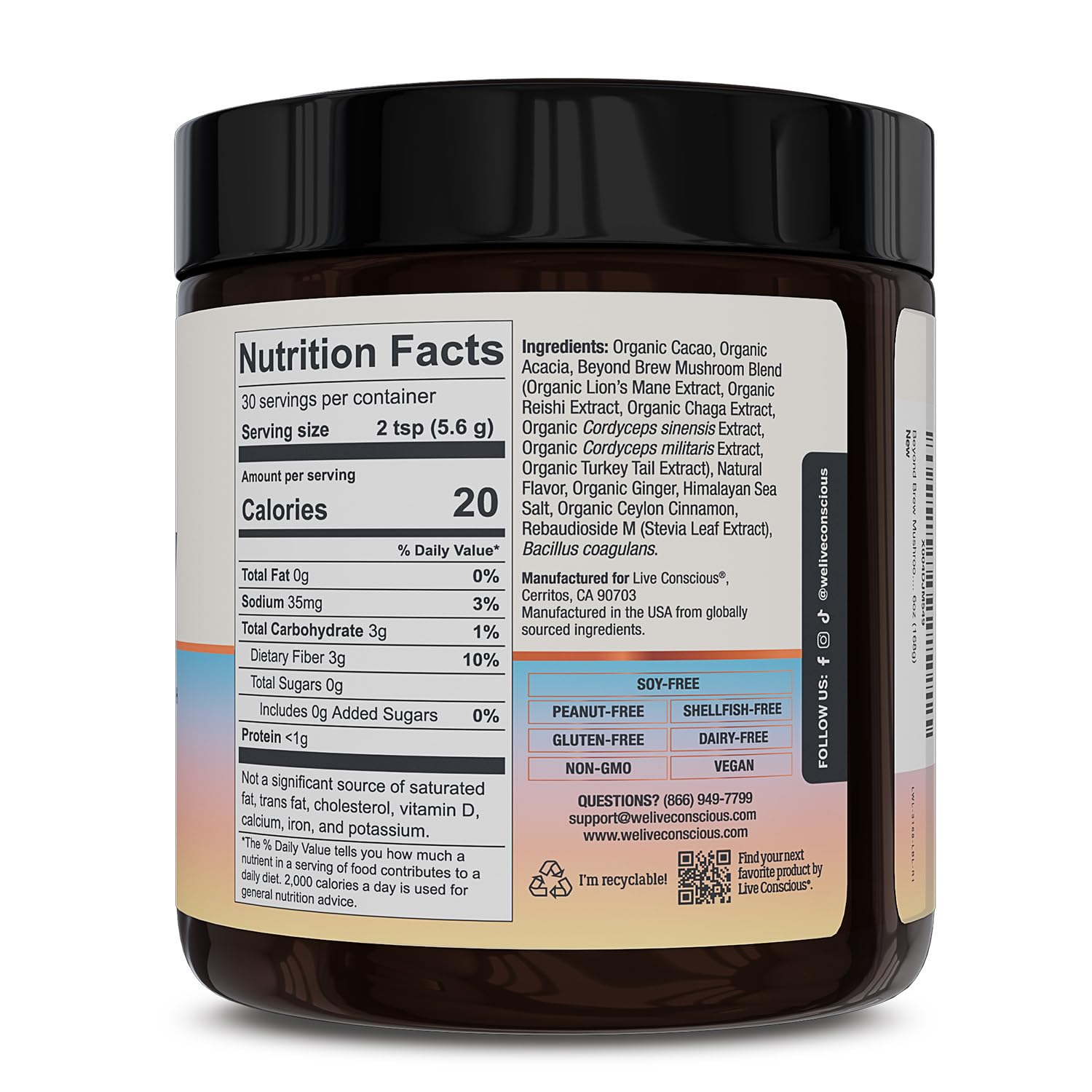 Live Conscious Beyond Brew - Coffee Alternative - Low Caffeine - Mushroom Complex w/Lion’s Mane, Reishi, Cordyceps & Chaga Live Conscious Beyond Brew - Coffee Alternative - Low Caffeine - Mushroom Complex w/Lion’s Mane, Reishi, Cordyceps & Chaga - Image 8