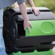 FCMP Outdoor HOTFROG Rolling 37-Gallon Single Chamber Batch Tumbling Composter, Black & Green