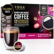 VINIA Blood Flow Energy Coffee Pods - Medium Roast Infused with Red Grape Piceid Resveratrol, 30 Count