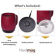 Nextmug Temperature Controlled, Self-Heating Coffee Mug (Burgundy - 14 oz.)