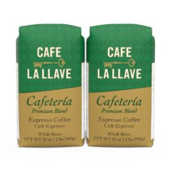 Cafe La Llave Whole Bean Espresso Coffee, Premium Dark Roast, 32 oz Bags (Pack of 2)