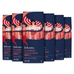 Lavazza Dolcevita Classico Ground Coffee 6 Bags of 12oz, Medium Roast, Rich and Full-bodied, Intensity 3/5, Package May Vary