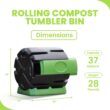 FCMP Outdoor HOTFROG Rolling 37-Gallon Single Chamber Batch Tumbling Composter, Black & Green