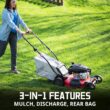 PowerSmart Self Propelled Gas Lawn Mower, 21-Inch 170cc OHV Engine RWD Single-Speed 3-in-1 with Bagging 2024 Version
