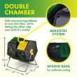 Miracle-Gro Dual Chamber Compost Tumbler – Easy-Turn, Heavy-Duty Outdoor Bin Composter with 2 Sliding Doors (2x18.5 Gal/70L)