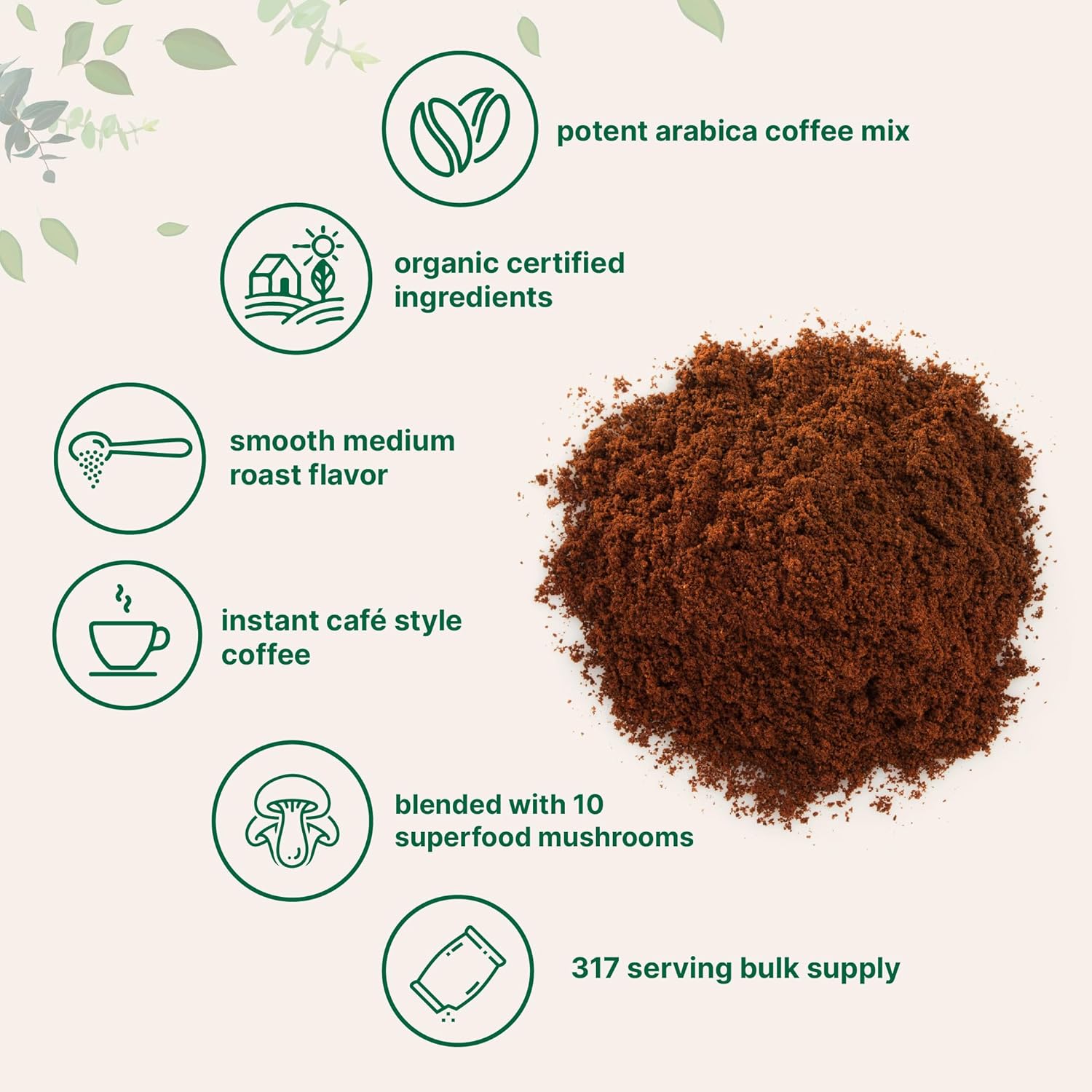 Micro Ingredients Organic Instant 10 in 1 Mushroom Coffee Powder, 28 Ounce (317 Servings) Micro Ingredients Organic Instant 10 in 1 Mushroom Coffee Powder, 28 Ounce (317 Servings) - Image 6