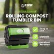 FCMP Outdoor HOTFROG Rolling 37-Gallon Single Chamber Batch Tumbling Composter, Black & Green