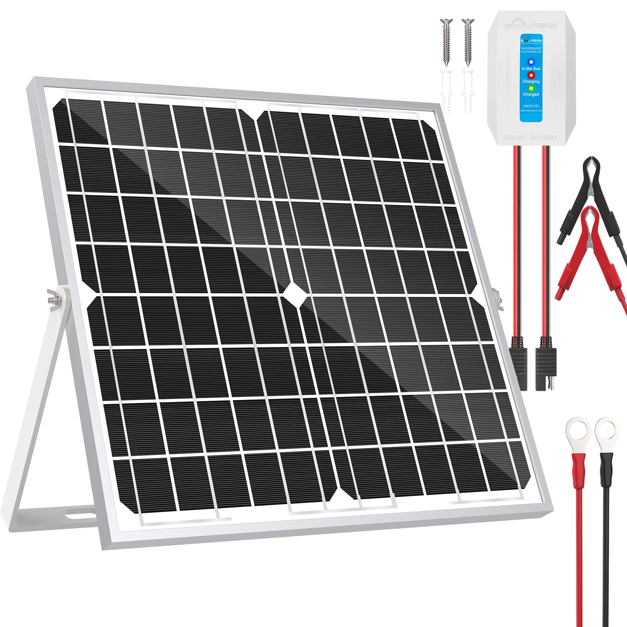 SOLPERK Solar Panel Kit 20W 12V, Solar Battery Trickle Charger Maintainer, Upgrade Controller, Adjustable Mount Bracket SOLPERK Solar Panel Kit 20W 12V, Solar Battery Trickle Charger Maintainer, Upgrade Controller, Adjustable Mount Bracket - Image 3