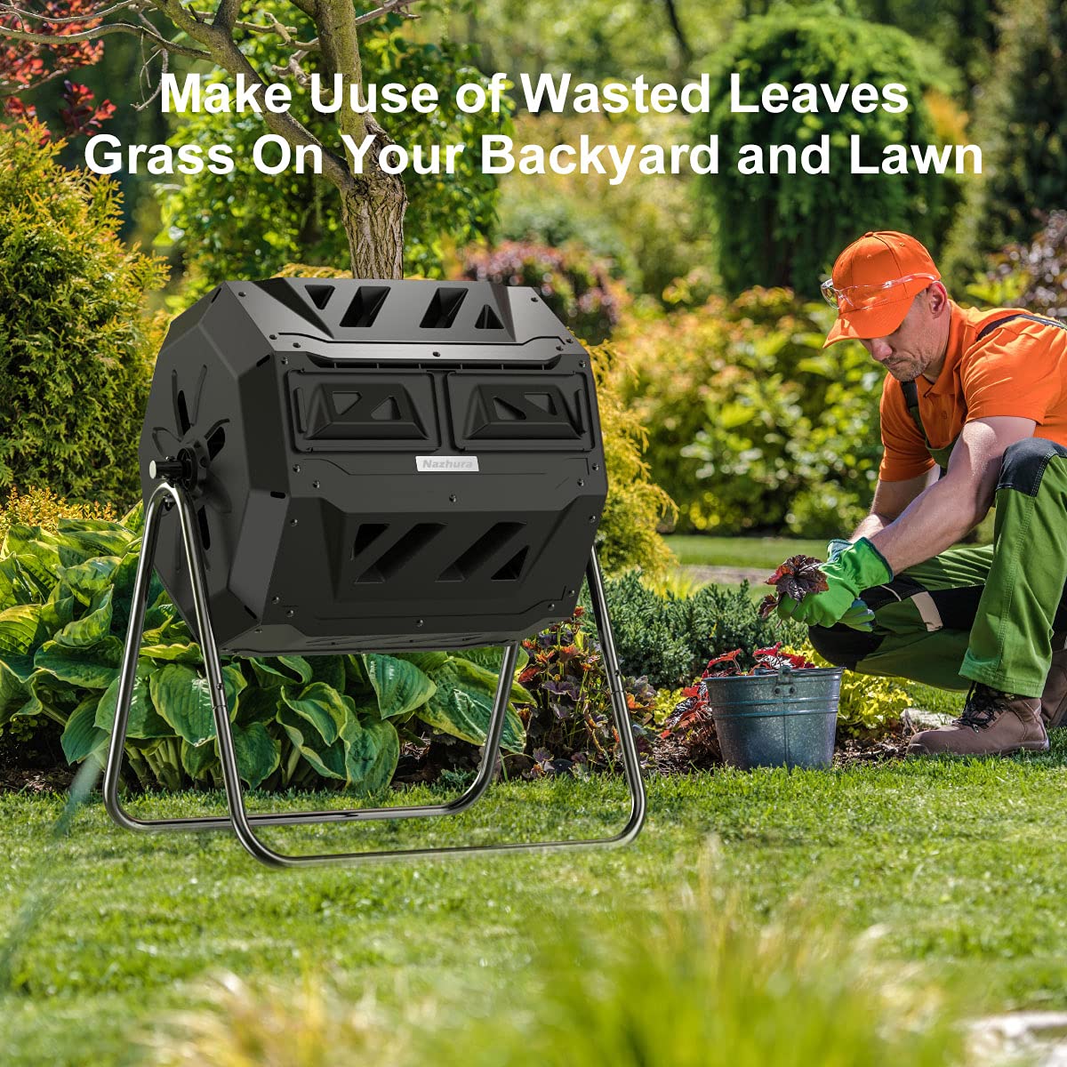 Compost Tumbler Bin Composter Dual Chamber 43 Gallon (Bundled with Pearson's Gardening Gloves) Compost Tumbler Bin Composter Dual Chamber 43 Gallon (Bundled with Pearson's Gardening Gloves) - Image 5
