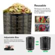 VIVOSUN 300 Gallon Outdoor Compost Bin, Expandable Composter (Black with Gloves)