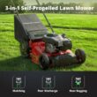 PowerSmart 21-Inch Gas Self-Propelled Lawn Mower, 140cc 4-Stroke B&S Engine, 6 Height Settings, 10" Rear Wheels, 1.4 Bushel Grass Bag