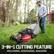 PowerSmart Gas Lawn Mower 21-Inch 144 cc OHV Engine 3-in-1 Push Mower with Bagging 2024 Version