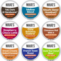 Maud's Decaf Coffee Pods Variety Pack, 80 ct, 9 Assorted Coffee Flavors, Arabica Roasted Decaffinated Coffee