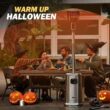 EAST OAK Anti-rust 50,000 BTU Patio Heater for Outdoor Use With Double-Layer Stainless Steel Burner, Table Design and Wheels, Stainless Steel
