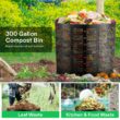 VIVOSUN 300 Gallon Outdoor Compost Bin, Expandable Composter (Black with Gloves)