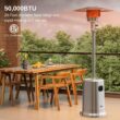 EAST OAK Anti-rust 50,000 BTU Patio Heater for Outdoor Use With Double-Layer Stainless Steel Burner, Table Design and Wheels, Stainless Steel