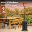 EAST OAK 48,000 BTU Patio Heater for Outdoor Use with Round Table Design, Double-Layer Stainless Steel Burner, Wheels, Triple Protection System, Black